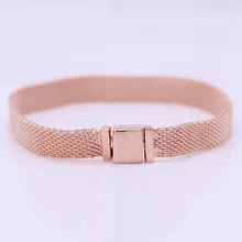 Браслет из плетеной сетки розового золота для браслетов reflexions, подходит для бусины из стерлингового серебра 925, Браслет-Шарм, ювелирные изделия из Европы Diy