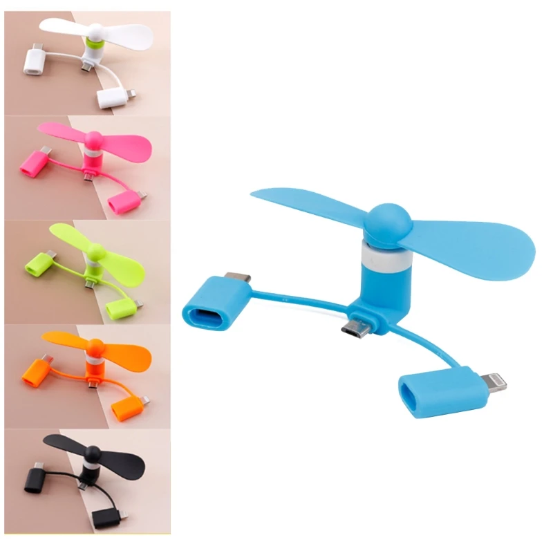 3-In-1 Mini Mobile Phone Fan Portable Ponsel Fan Hemat Energi Tak Bersuara Kreatif USB Kipas Kecil untuk perjalanan Luar Ruangan Kantor