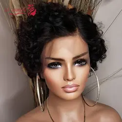 Pixie Cut Bob Wig L Part Lace Front Human Hair Wigs Water Wave Transparent Lace Closure Wig Pre plucked Hairline Short Bob Wigs