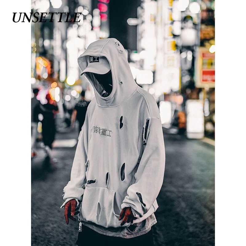 UNSETTLE Harajuku Толстовка Мужская/Женская Хип-Хоп пуловер японские толстовки уличная Свободная Повседневная модная одежда оверсайз