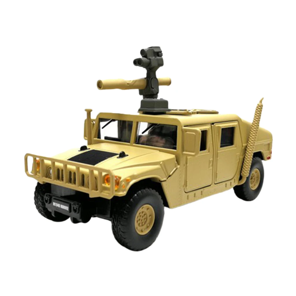 1:32 Scale Military Truck Toy Alloy Diecast Car Model Pull Back with Sound Light Collectional Home Desk Decoration
