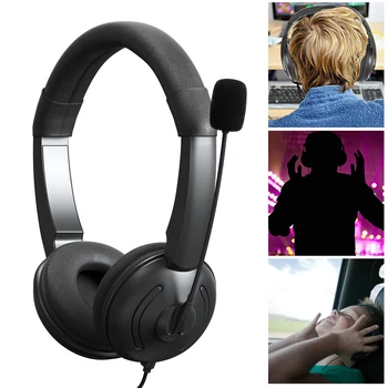 

Universal Portable Gaming Noise Cancelling Volume Control USB Headset Office For Computer Conference Clear Chat With Microphone