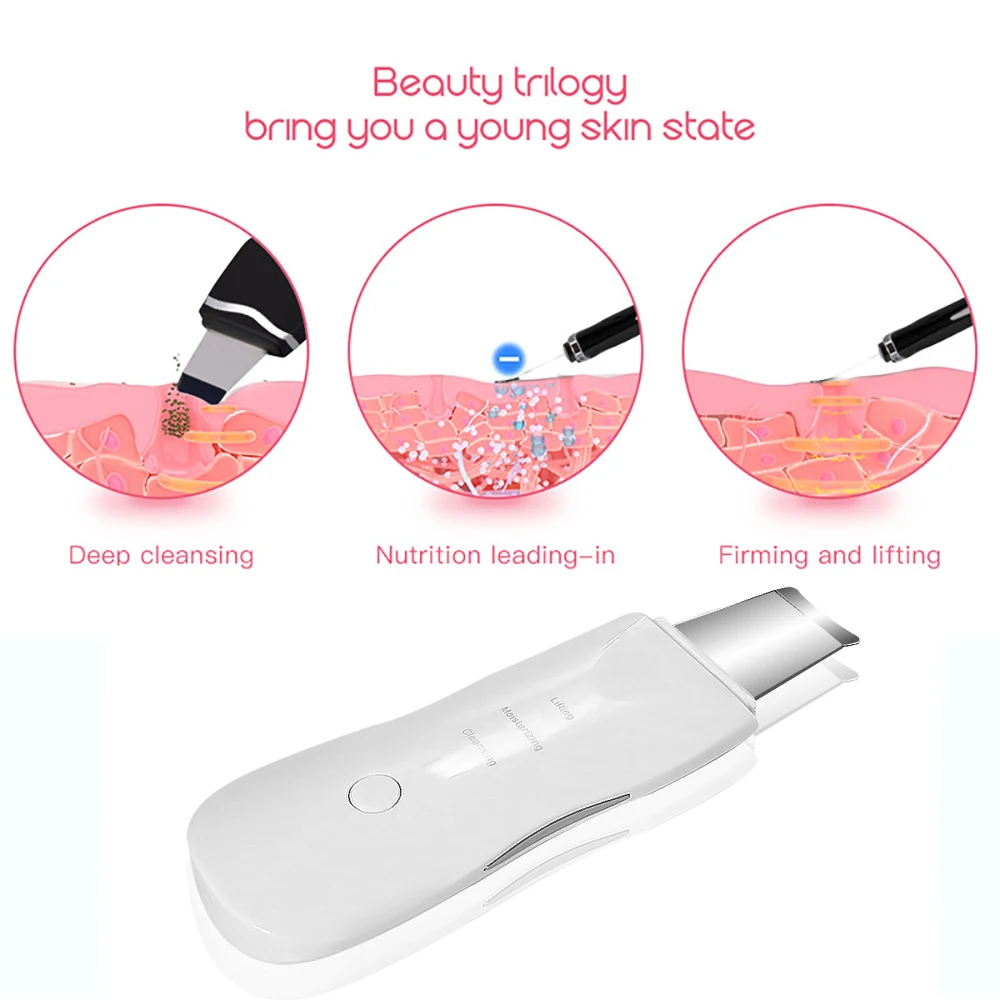 Face Deep Cleaning Vibrate Skin Scrubber Remove Dirt Blackhead Reduce Wrinkles Facial Lifting Peeling Tool Ultrasonic Shovel | Красота и