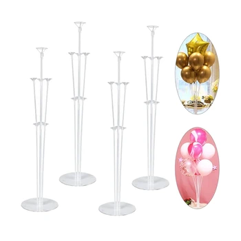 

Table Balloon Stand Kit,4 Set 28Inch,Clear Balloon Cup,Balloon Pole&Flower Stand Base for Graduation/Wedding/Party Decor