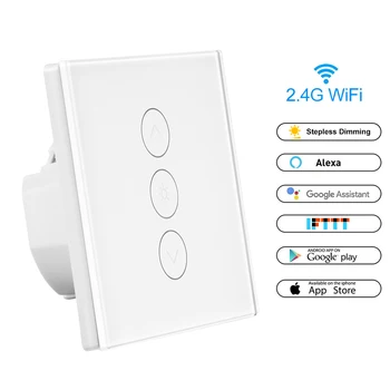 

Dimmable WiFi Smart Light Switch 1 Gang Touch Control Stepless Dimmer Switch 300W Remote Control Alexa Google Assistant IFTTT