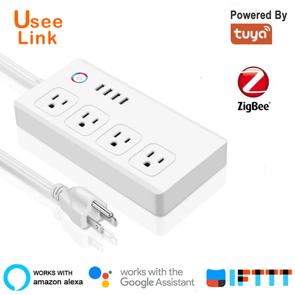 Zigbee Смарт Мощность полосы бар несколько розетки удлинитель с 4 USB и