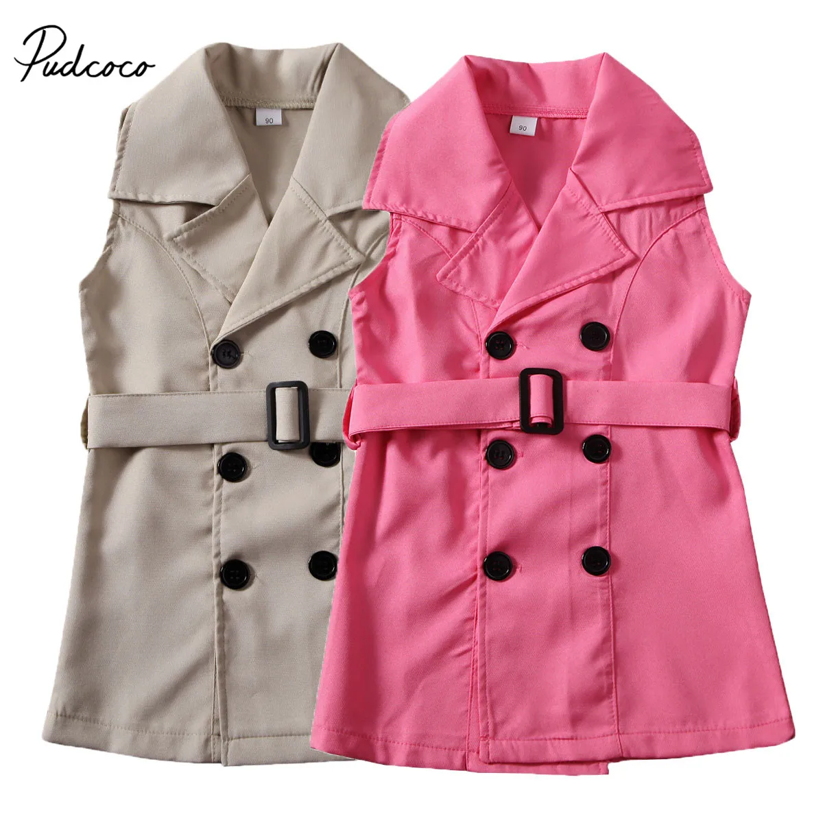 2020 Baby Spring Autumn Clothing Newborn Girl Kids Sleeveless Waistsuit Bodysuit Outfit Sash Belt Solid Clothes Tops 1-6Y | Детская