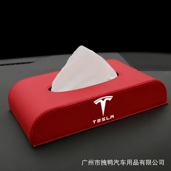 

1pcs New Car Style PU Quality Tissue Box Emblem for Tesla Model 3 Model S Model L Model Y Model X Auto Accessories