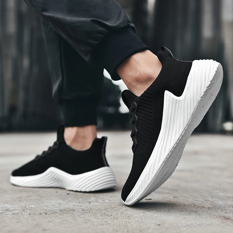 

.Men Knitting Mesh Breathable Flat Heel Shoes Comfortable Casual High Quality Sneakers Foreign Trade Cross-Border Men's Shoes