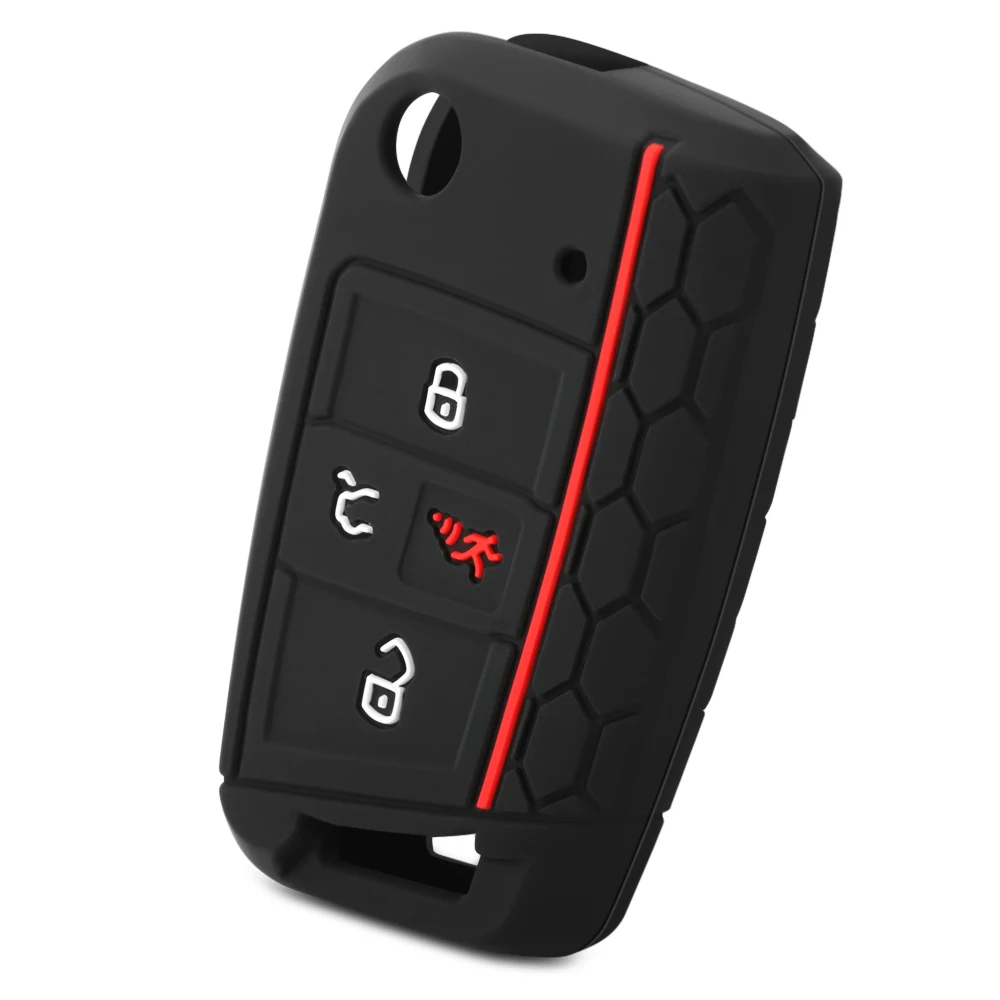 Silicone Flip key fob Cover Skin for Volkswagen VW Golf 7 ALLTRACK MK7 for Skoda Octavia A7 SEAT Remote 4 button Case key case,key case cover,car key shell,remote control case cover,flip key fob shell