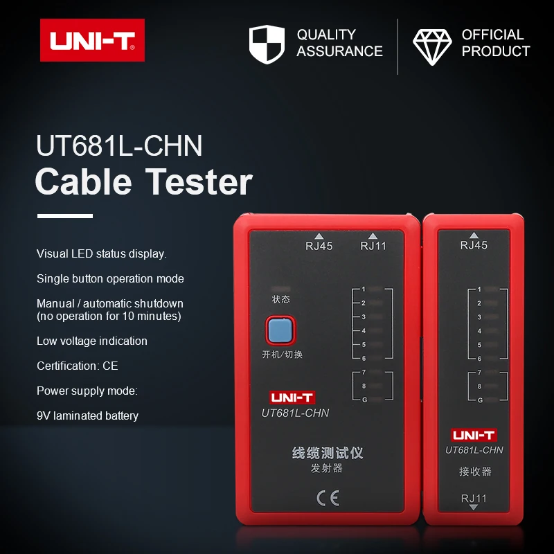

UNI-T UT681L HDMI Cable Tester LAN Auto Network LED Tester Ethernet Telephone BNC HDMI Repair Tool