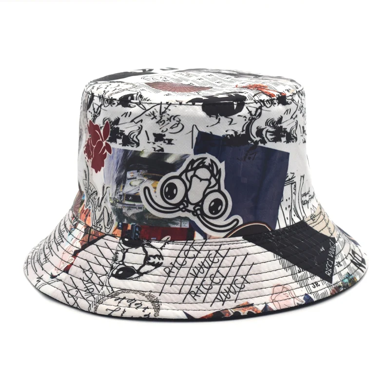 Black And White Bucket Hat Unisex Bob Hat Hip-Hop Hat Men And Women Summer Panama Straw Hat Beach Sunscreen Fishing Hat M86