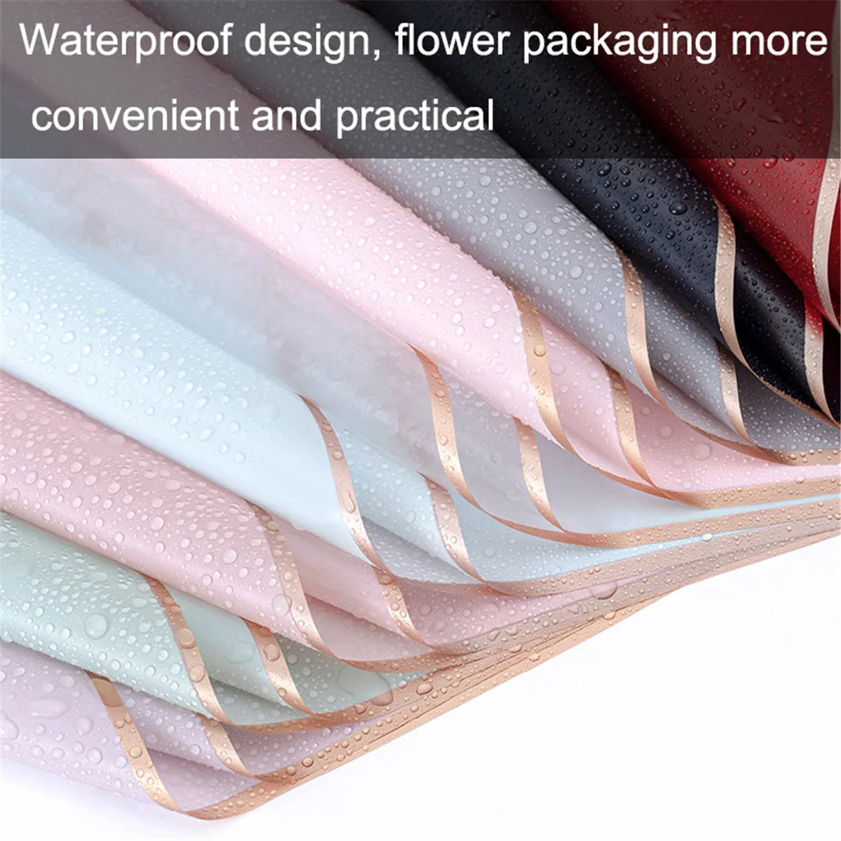 Single Color Korean Waterproof Flower Wrapping Paper, 23x23 Inch - 20 Sheets