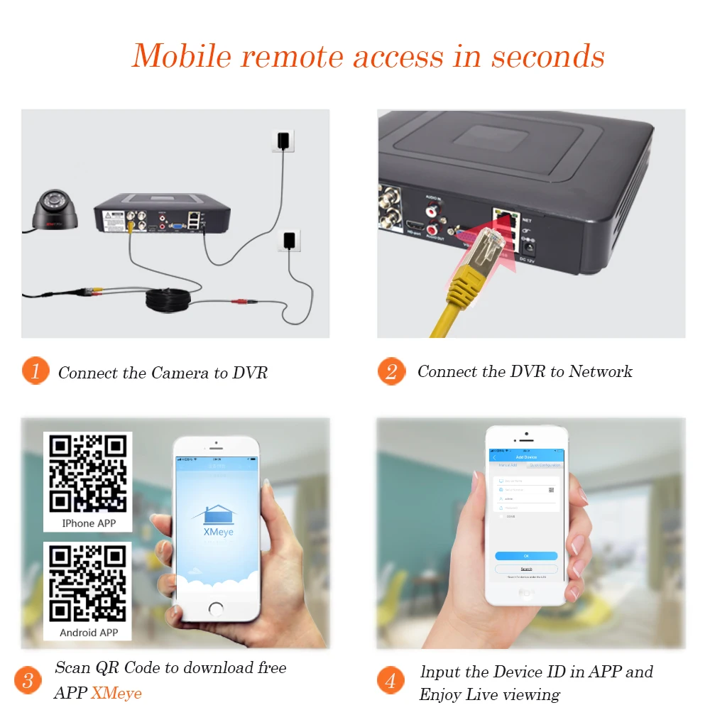 1080P CCTV Camera System 4CH DVR  2PCS Cameras 2MP Video Surveillance 4CH 5 in 1 DVR Infrared AHD TVcamera security system kit