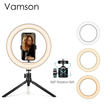 

Vamson ring light tripod LED selfie ring light makeup camera phone lamp makeup light YouTube Photography ring lights VLS08B