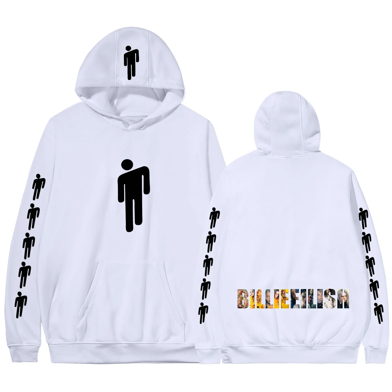 Billie Eilish толстовки, свитшоты, куртки на каждый день больше размера d Толстовка размера плюс 4XL товар Повседневная модная одежда - Цвет: White-7
