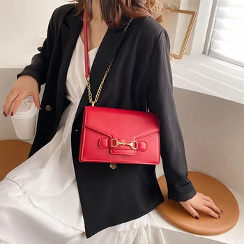 

Women PU Leather Flap Crossbody Bags Fashion Chain Shoulder Messenger Bag 2020 Design Lady Handbags Casual Tote Bag for Female