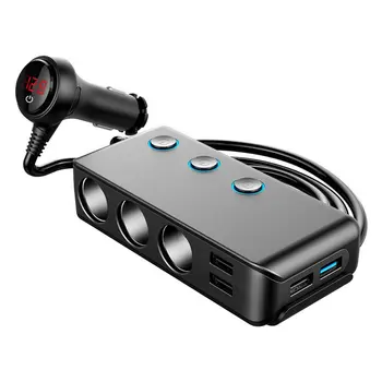 

7in Multi Socket Car Charger Car Cigarette Lighter 4.8A Fast Charging Adapter Three Point Cigarette Mouth Four USB Socket