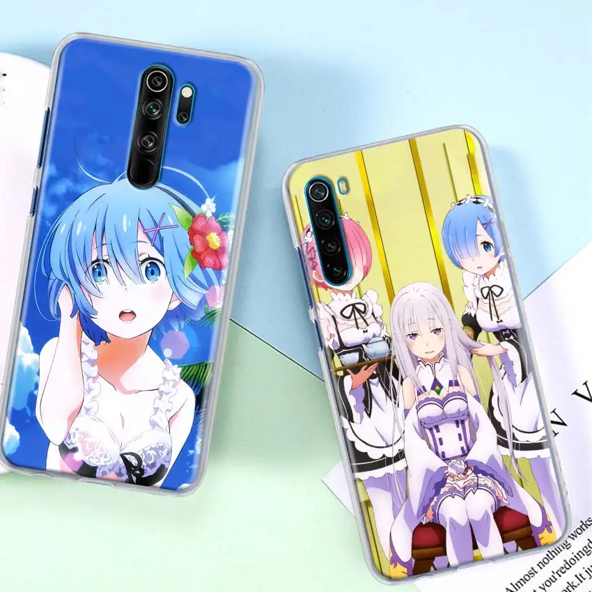 Anime Rem Re Zero Emilia Phone Case For Xiaomi Redmi Note 9 Pro 9s 6 7 8 Pro 8t 6 6a 7a 8a 9a 9c K K30 Pro Hard Case Coque Half Wrapped Cases