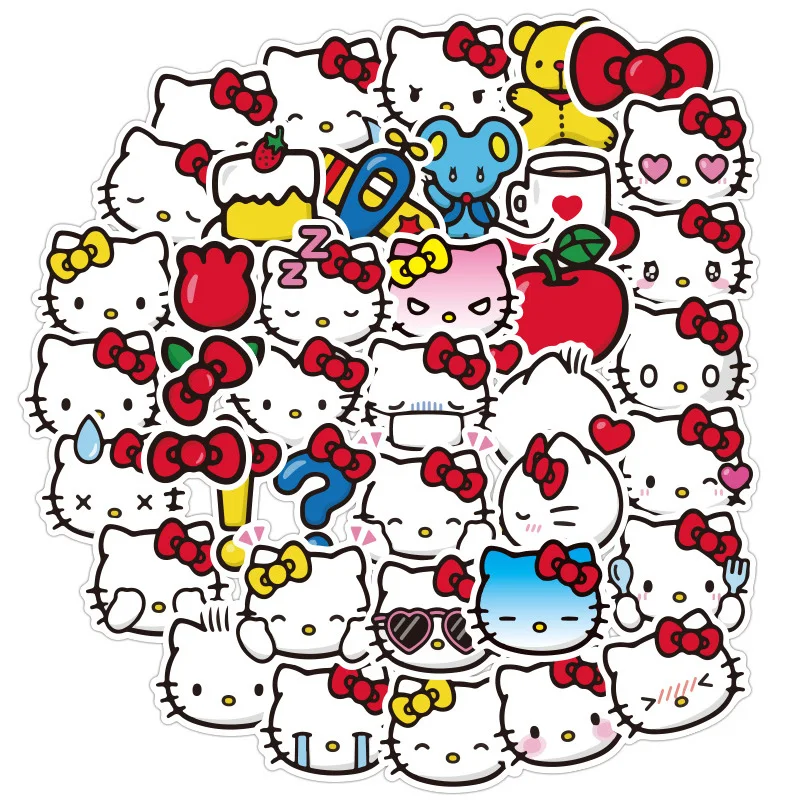 

40pcs/pack NO Repeating KT Cat Cute Children Cartoon Animation Waterproof Stickers PVC Stickers Animal Doodle Stickers