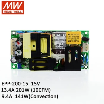 

MEAN WELL EPP-200-15 200W 15V Industrial Open Frame Power Supply 110V/220VAC to 15V DC 13.4A green PCB power unit PSU with PFC