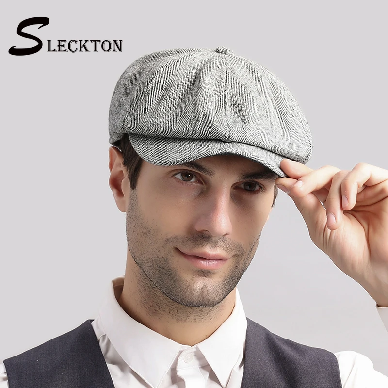 SLECKTON gorro de Newsboy para hombre, gorros cálidos de invierno, boinas de Tweed a moda, sombrero octogonal Retro, sombreros de papá Peaky Blinder|Boinas para hombre| - AliExpress