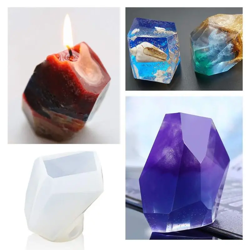 

6 Pack Large Resin Silicone Molds Kit Cube Pyramid Sphere Diamond Resin Molds Y4QB