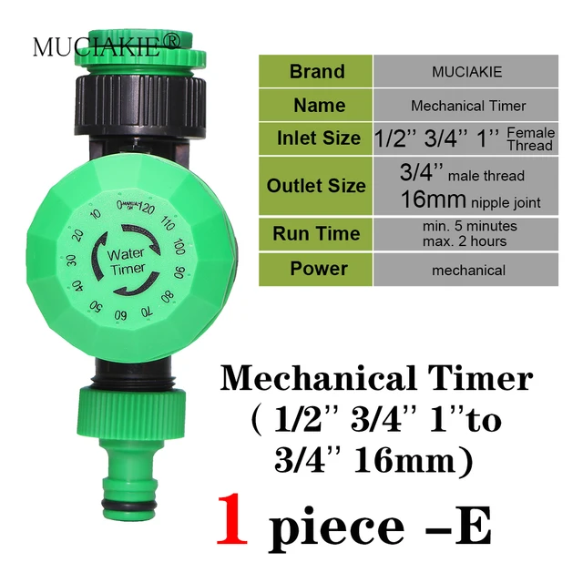 MUCIAKIE 5 Types of Garden Water Timer Rain Sensor Solar LCD Double Dial Controller Watering Irrigation 1/2'' 3/4'' Tap Joint 6