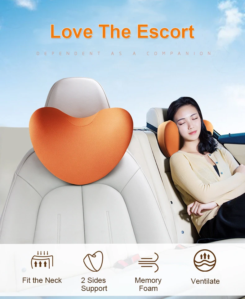 Purenlatex Heart Shape Car Auto Seat Headrest Neck Waist Support Protection Memory Foam (1)