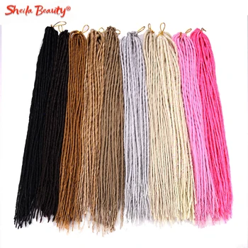 Soft Dreadlocks Synthetic Hair Extensions 22" Ombre Crochet Braids Single Twist Ends Dread Braiding Hair for Women Pink Brown 1