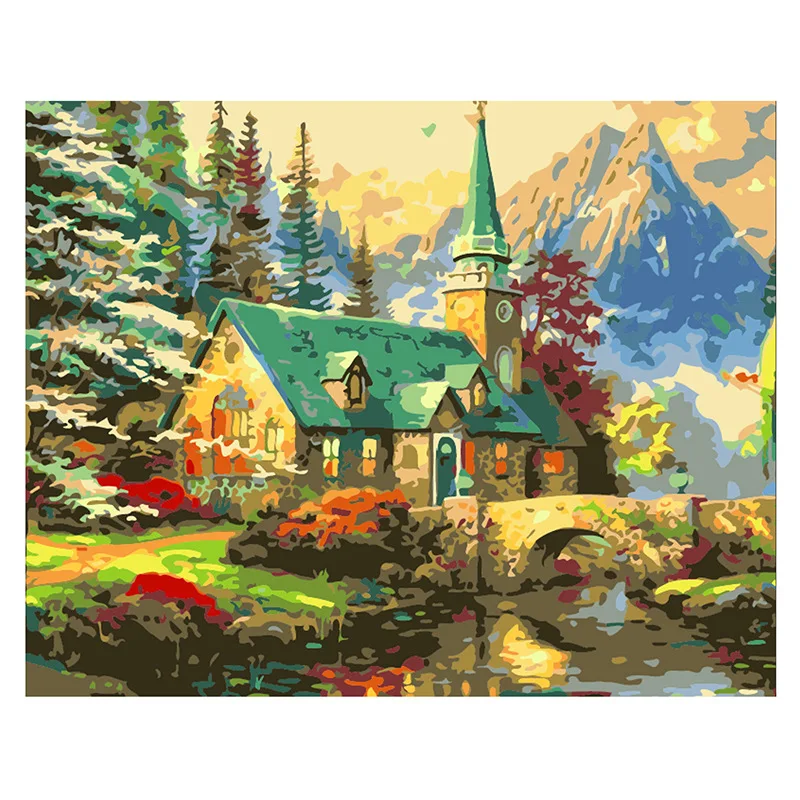 

Cross Border Fat Digital Oil Painting Lazad Manufacturers Vovu Frameless DIY Scenery 4050 Factory Direct Shopee