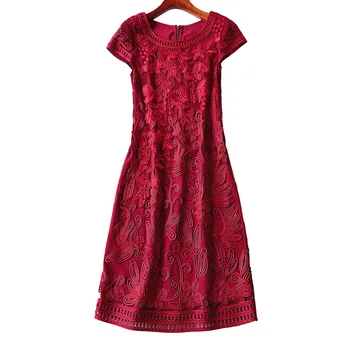 

Shenzhen Big Code Women's Wear Dress 2019 Short Sleeve Middle-aged Skirt