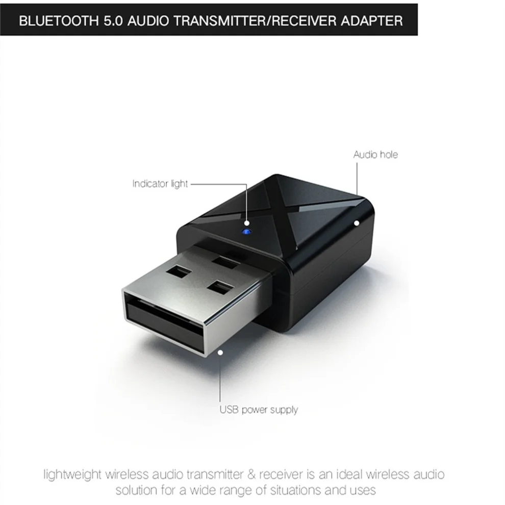 Bluetooth Adapter 2 in 1 Bluetooth 5.0 Audio Receiver Transmitter for TV PC A2 Car Kit
