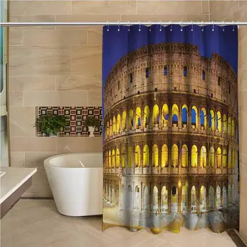 

The Colosseum Precision Custom Shower Curtain Historic Imperial Roman Architecture European Culture Symbol Modern Bathroom