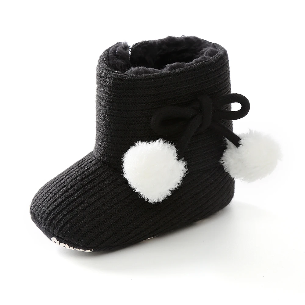Модные детские осенне-зимние ботинки для маленьких девочек с бантиком и бархатной теплой мягкой подошвой, ботинки для малышей