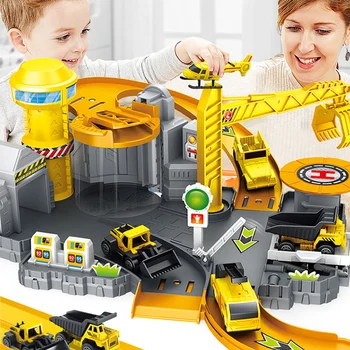 

Assembled Engineering Car Model Parking Lot Children Vehicle Playsets Car Track Toy Rail Splicing Toy for Kid DIY Car Track Gift