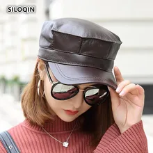 SILOQIN шляпа из натуральной кожи мужская плоская кепка первый слой воловья кожа женские новые армейские кепки модные наушники для отдыха сохраняющие тепло шапки s