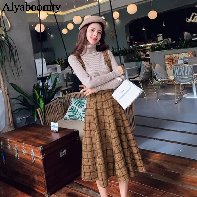 Женский приличный миди сарафан осень зима элегантный шерстяной теплый классный