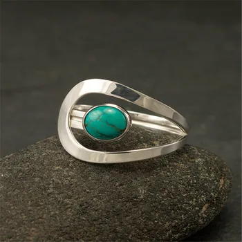 

Fashion Green Blue Natural Stone Rings Hot Sale Princess Ring Girl Anniversary Holiday Jewelry for Women Best Gift
