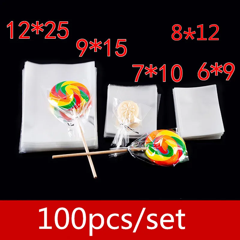 Прозрачные пакеты для конфет 100p 6x9 7x10 8x12 9x15 плоские открытые пластиковые подарков