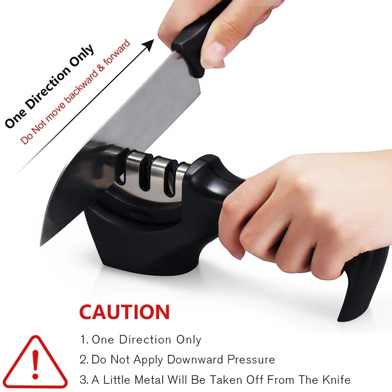 3 Stages Professional Kitchen Sharpening Stone Grinder Knife Whetstone With Cut-Resistant Gloves