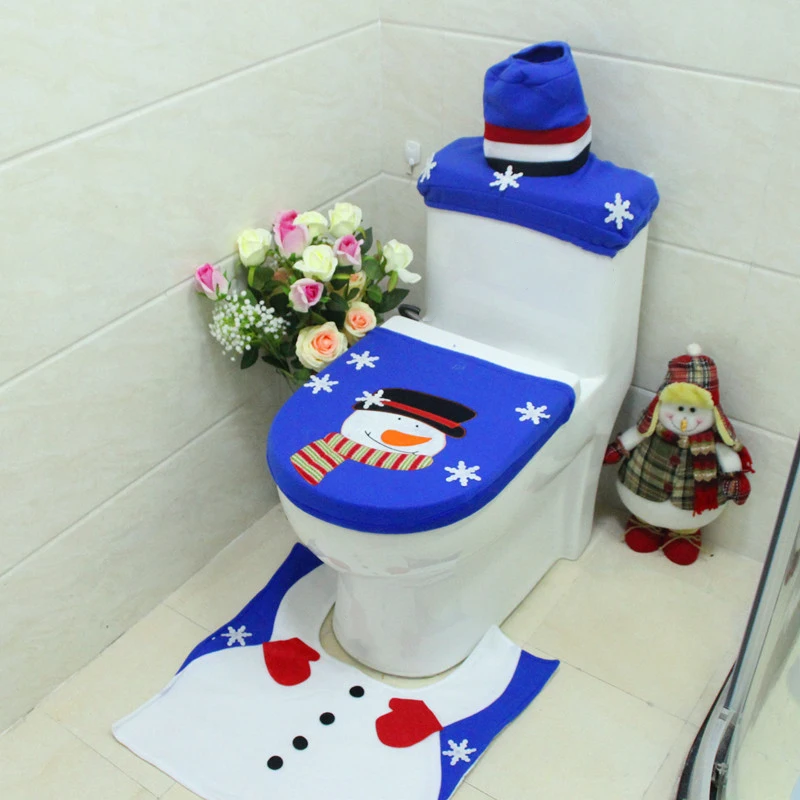3 шт. уборная Туалет чехол для сиденья коврик Рождественский набор ванной
