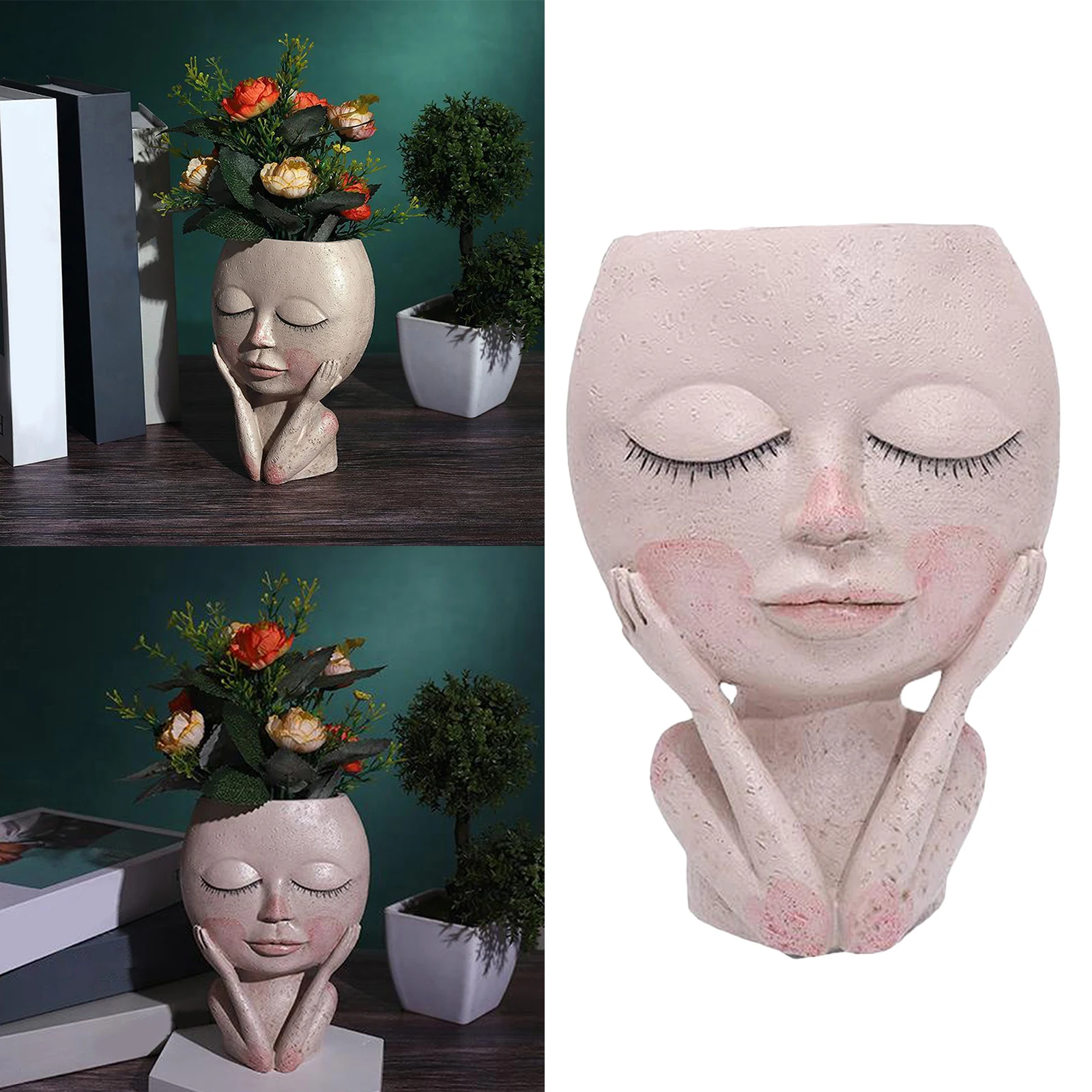 Nordic Character Human Face Vase Resin Flower Pot Sculpture Storage Flower