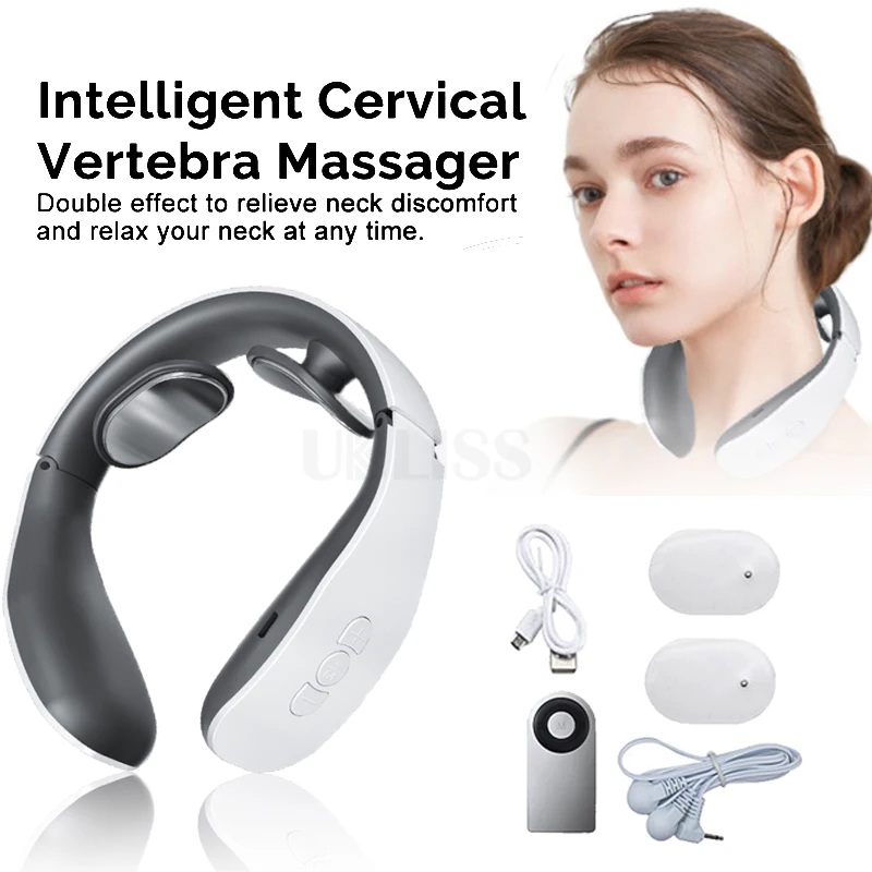 Electric Neck Massager Hot Compress Shoulder Body Massager Pain Relief Magnetic Smart Therapy Pulse Pain Relief Tool Health Care