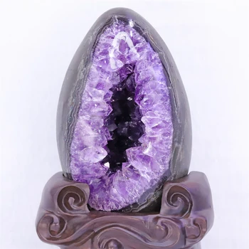 Natural Amethyst Geode Quartz Cluster Crystal Specimen Energy Healing Thunder Egg Mineral Gift Home Decoration Wholesale 2