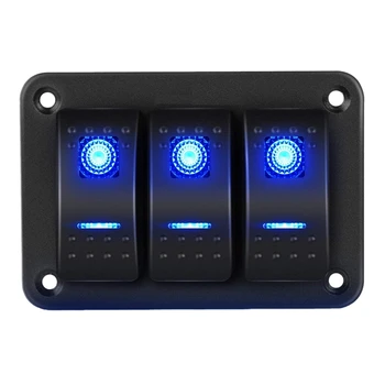 

3 Gang Aluminum Panel Toggle Dash 5 Pin ON/Off Pre-Wired Rocker Switch Holder for Automotive Car Marine Boat