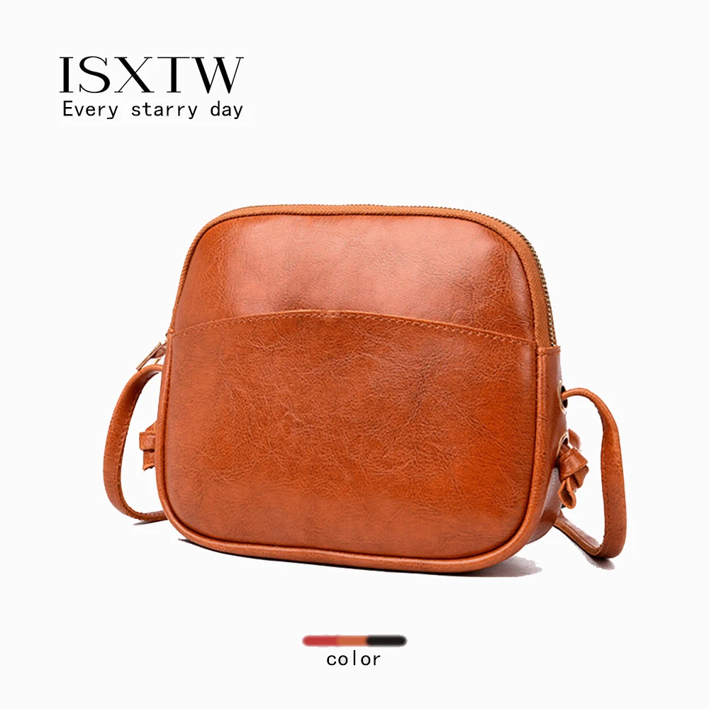 ISXTW 2019 Новый масляный кожаный маленький ремень мини сумка через плечо дикая