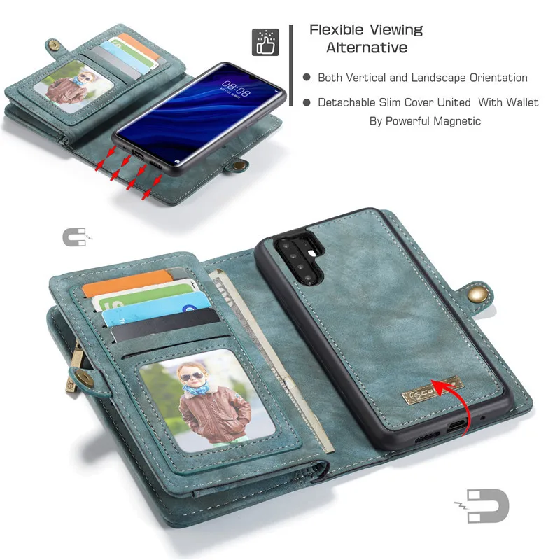 Ретро Кожаный съемный p30pro чехол для huawei P20 P30 Mate20 Pro Lite роскошный Магнитный кошелек держатель карты сумки чехол
