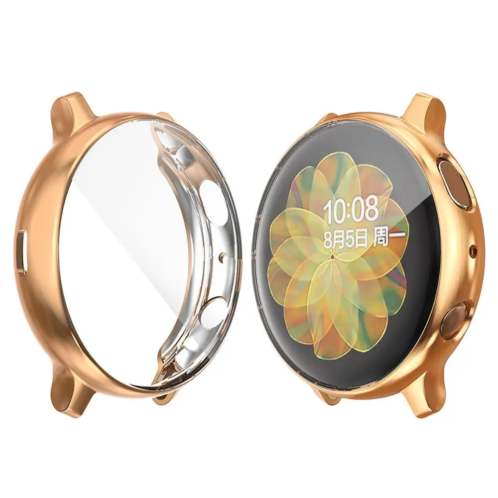 Чехол для samsung galaxy watch active 2, 40 мм, 44 мм, бампер с полным покрытием, Мягкий ТПУ силиконовый защитный чехол для экрана galaxy active - Цвет: Rose gold