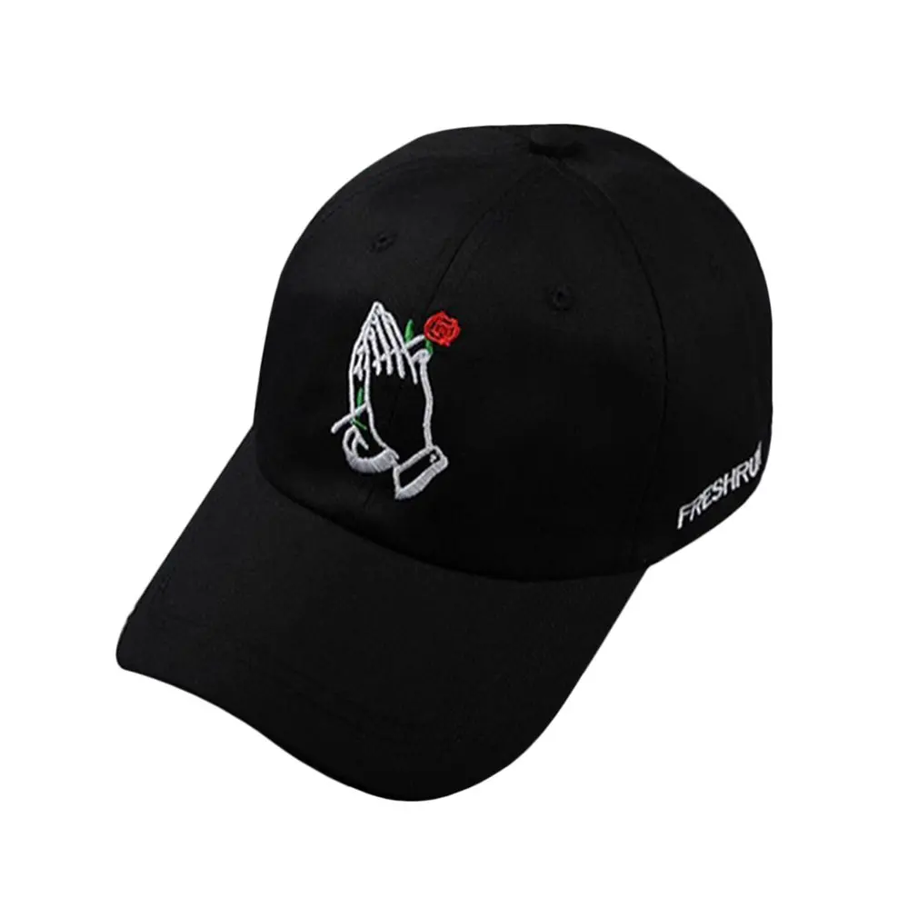 Пара Регулируемая Роза цветочная вышивка бейсбольная кепка хип-хоп шапка, кепка для путешествий козырек Удобная Кепка s черный унисекс
